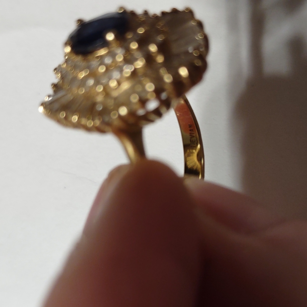 Levian 14kt yellow gold diamond blue sapphire ring - Picture 10 of 13